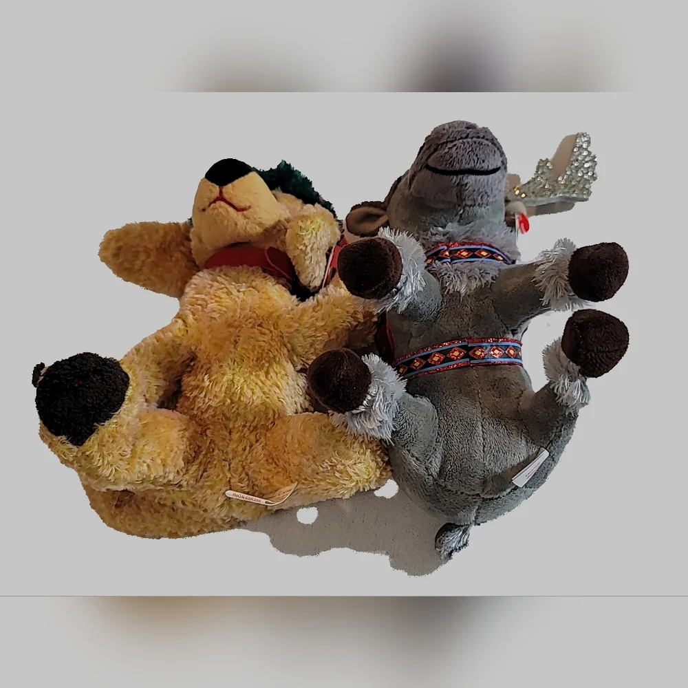 Vintage Y2K Festive Plush Dog and Frozen Reindeer‎ Set collection